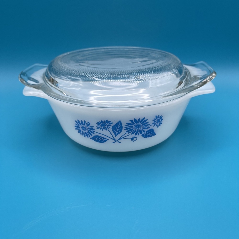 Vintage Anchor Hocking Fire King Blue‎ Cornflower Mini Casserole Dish Lid